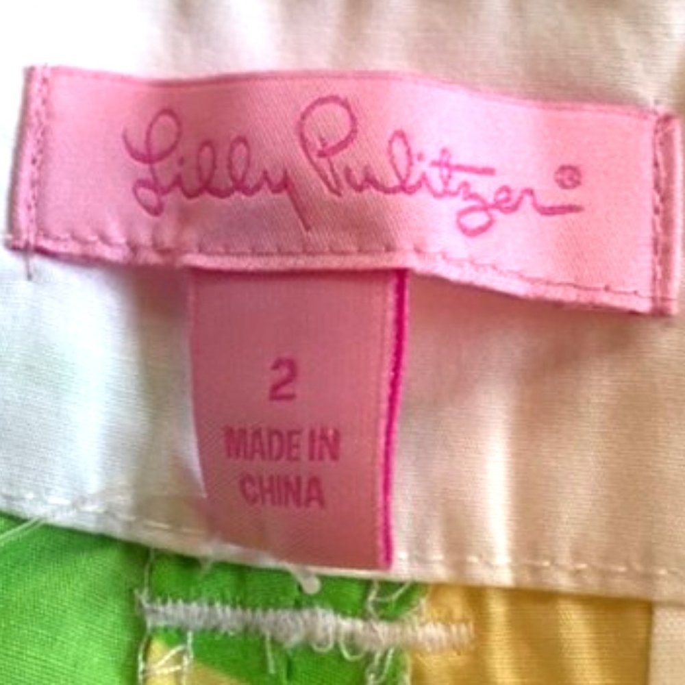 Lilly Pulitzer Yellow & Green Floral Print Shorts - Picture 6 of 14